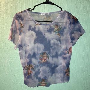 Transparent purple crop top